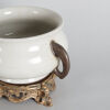 A Chinese Crackle-glazed Censer with two handles and bronze base (Da Qing Qianlong Nian Zhi Mark) - 3