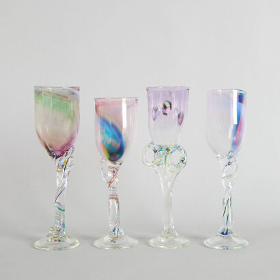 A Set of Four Peter Viesnik Wine Glasses