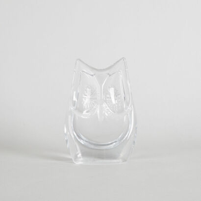 Vintage Crystal Owl Sculpture