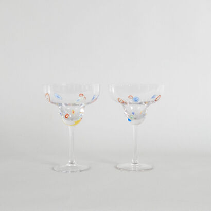 A Pair of Hand-Blown Crate & Barrel Margarita Glasses