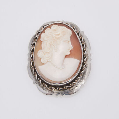Silver Cameo Brooch
