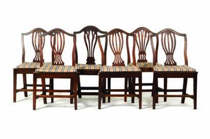 A Harlequin Set of Six Hepplewhite Chairs