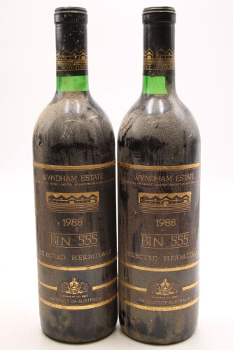 (2) 1988 George Wyndham Bin 555 Shiraz, South Eastern Australia