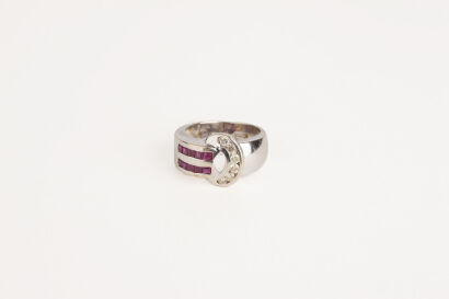 18ct White Gold Ruby and Diamond Ring