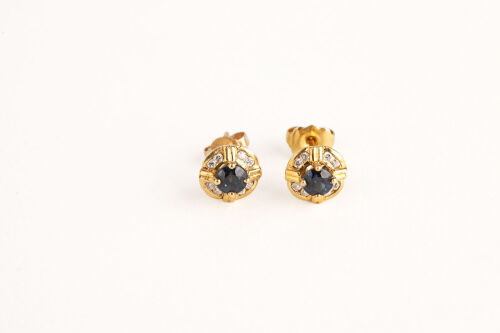 A Pair of 18ct Sapphire and Diamond Cluster Earrings