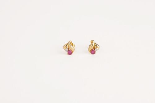 A Pair of 18ct Ruby and Diamond Earrings