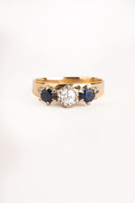 18ct White and Yellow Gold Sapphire and Diamond Ring