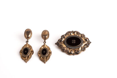 Gilded Brooch and Pair of Earrings