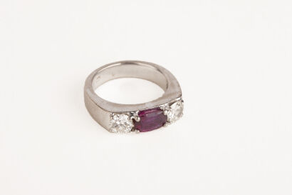 18ct White Gold Ruby and Diamond Ring