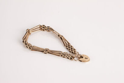 A 9ct Rose Gold Gate Bracelet