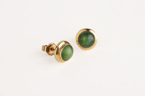 A Pair of 9ct Green stone Studs