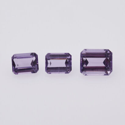 Three Loose Emerald Cut Amethyst