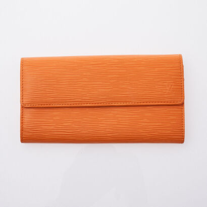 Louis Vuitton Orange Epi Trifold Wallet