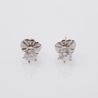 14ct White Gold Diamond Stud Earrings