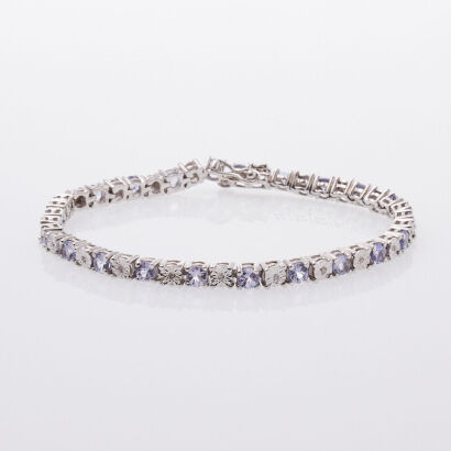 Silver Tanzanite and Diamond Bracelet