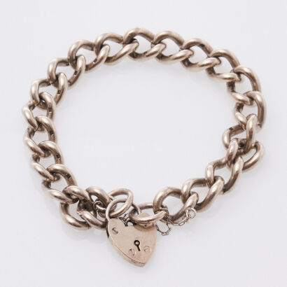 Silver Heart Padlock Bracelet