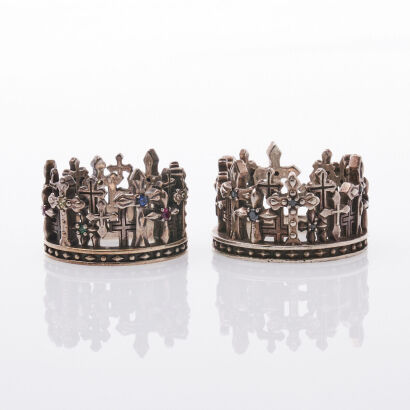 Pair of Justin Davis Silver Cross Rings