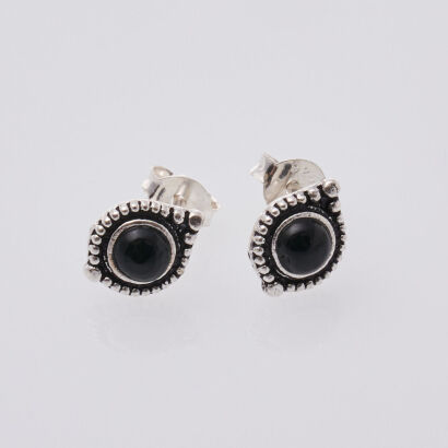Silver Onyx Stud Earrings