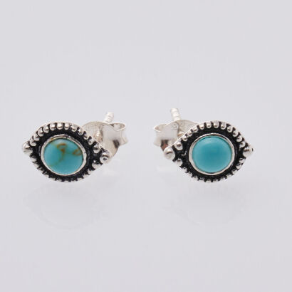 Silver Turquoise Stud Earrings