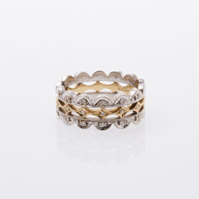 9ct and 14ct Scalloped Diamond Dress Ring
