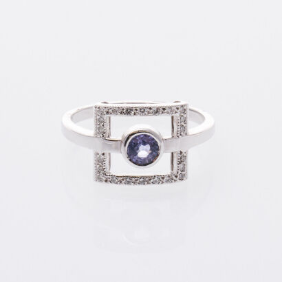 14ct White Gold Tanzanite and Diamond Ring