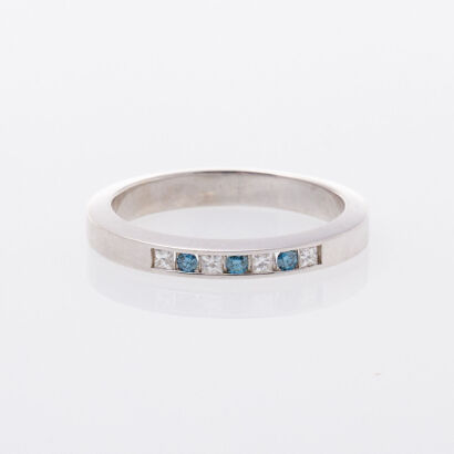 9ct Treated Blue & White Diamond Band