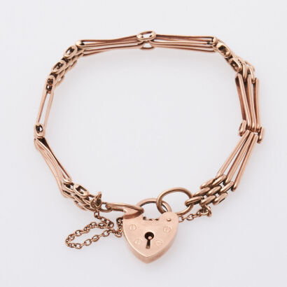 9ct Rose Gold Gate Bracelet