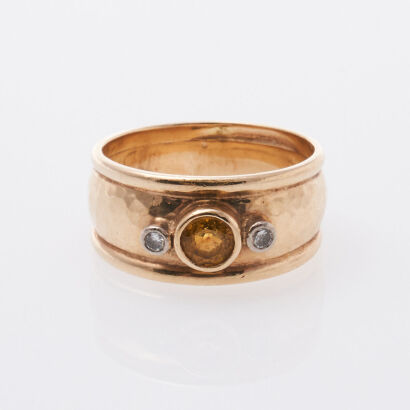 9ct Yellow Sapphire and Diamond Ring