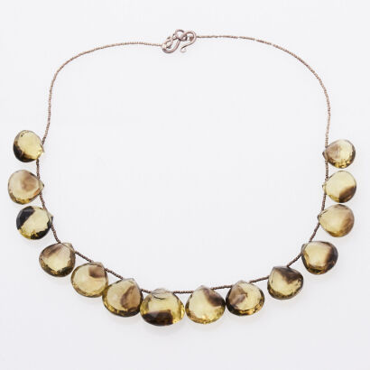 Lemon and Smokey Quartz Necklace