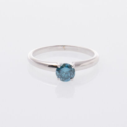 14ct Treated Blue Diamond Solitaire Ring