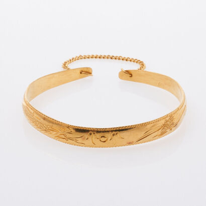 22- 24ct Dragon and Phoenix Open Bangle