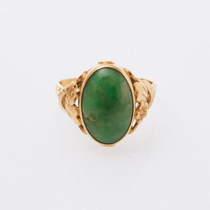 22-24ct Vintage Green Stone Ring