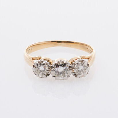 18ct Traditional Three Stone Diamond Ring