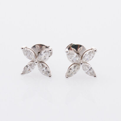 18ct White Gold Marquise Diamond Earrings