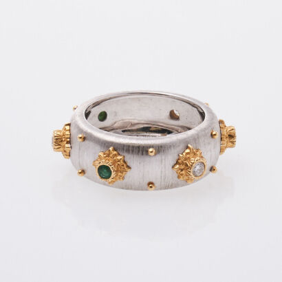 18ct Diamond and Emerald Dress Ring