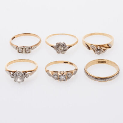Collection of Six 18ct Rings