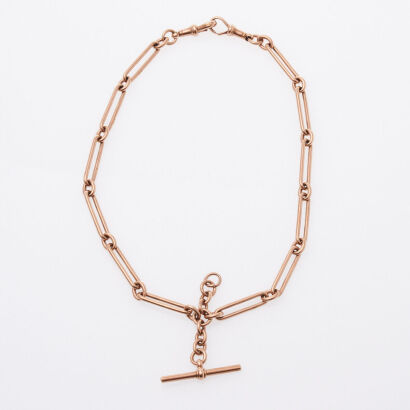 9ct Vintage Gold Fob Chain with T Bar