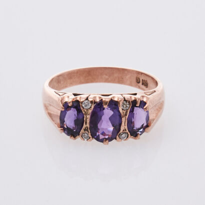 9ct Rose Gold Amethyst Ring