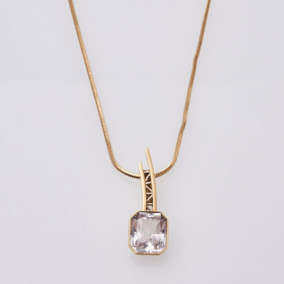 9ct and 18ct White Sapphire Pendant Necklace