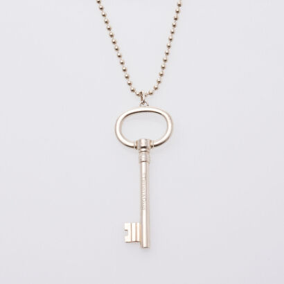 Tiffany & Co Sterling Silver Key Pendant Necklace