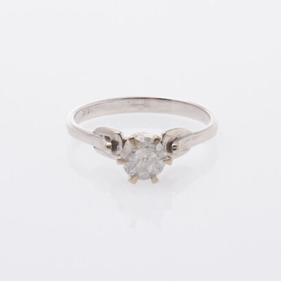 14ct White Gold Diamond Solitaire Ring