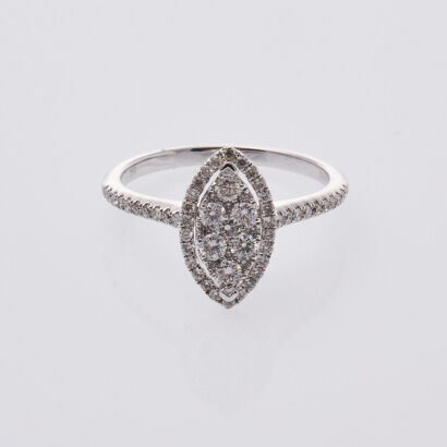 18ct White Gold Navette Cluster Ring