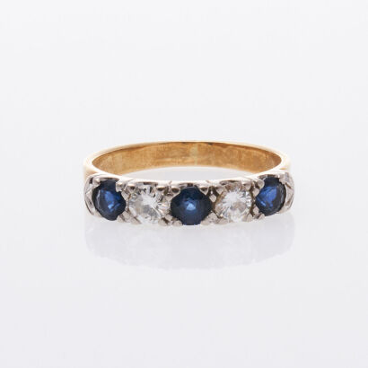 18ct Sapphire and Diamond Three Stone Ring