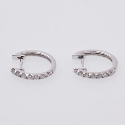 18ct White Gold Diamond Huggie Earrings