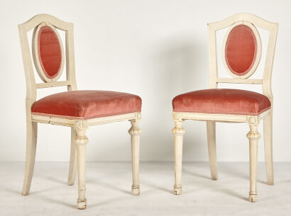 A Pair of Cameo Backed Louis XVI Style Side Chairs