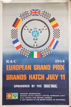 1964 RAC European GP Bands Hatch Poster