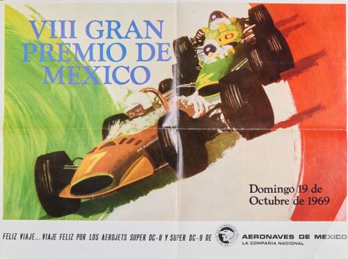 1969 GP de Mexico Formula 1 Mexico Poster