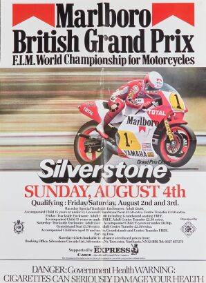 1985 Malboro Motorcycle GP Silverstone Poster