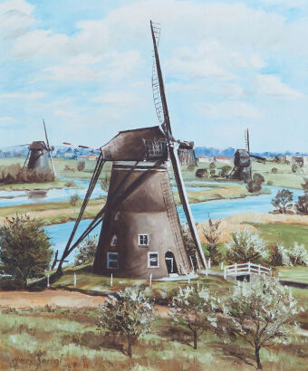 HARRY SANGL Windmills at Kinderdijk Holland