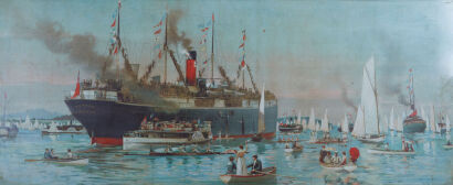 WALTER WRIGHT Answering the Empire&rsquo;s Call &ldquo;SS Surrey&rdquo; leaving Auckland harbour 1901